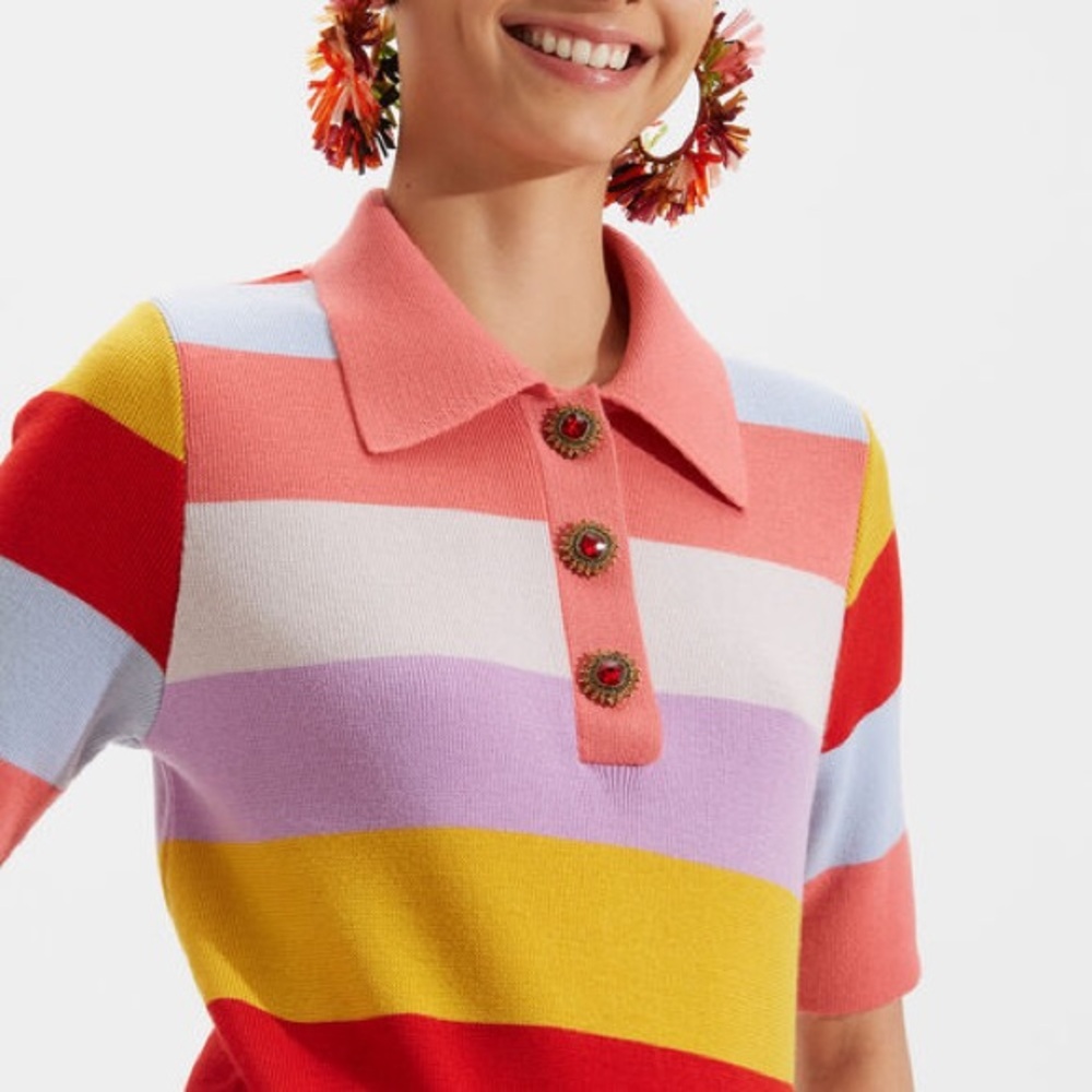La DoubleJ Colorful polo knit shirt